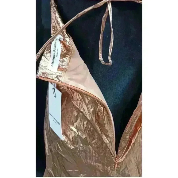 Amanda Uprichard Women's Metallic Copper Sleeveless Party Dress M Fairy - Picture 4 of 8